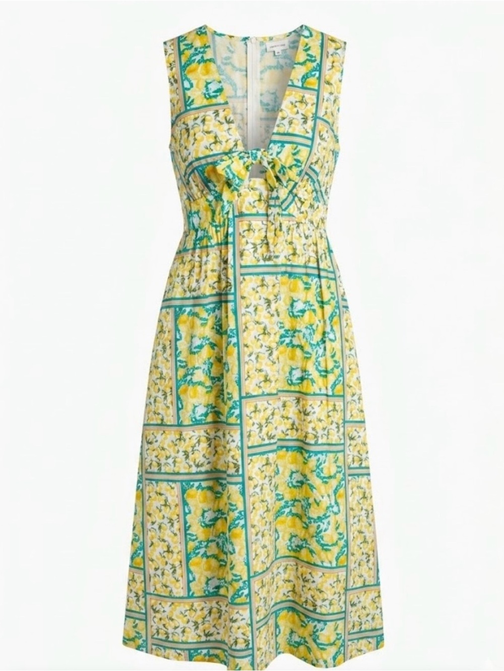 Chloe + Rene Lemon Print Maxi Dress Large Sleeveless Cotton Fruit Dress Summer